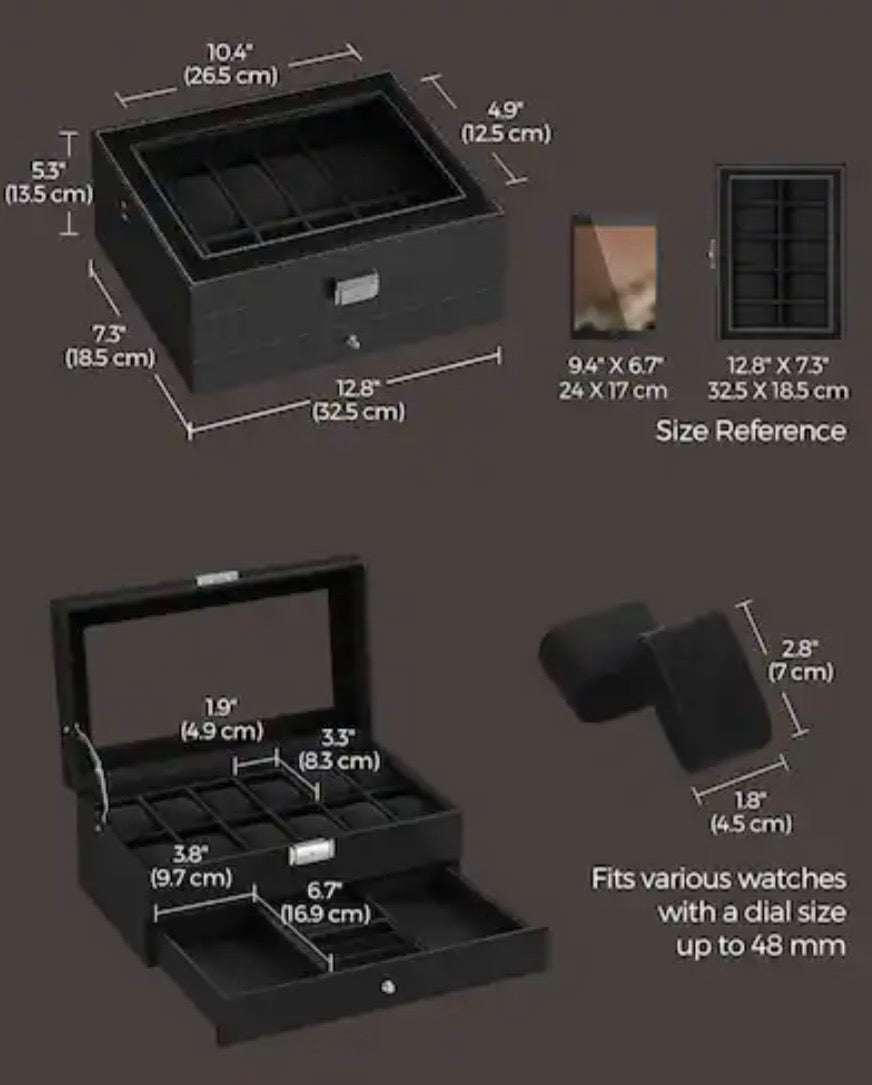 12-Slot Watch Box Organizer