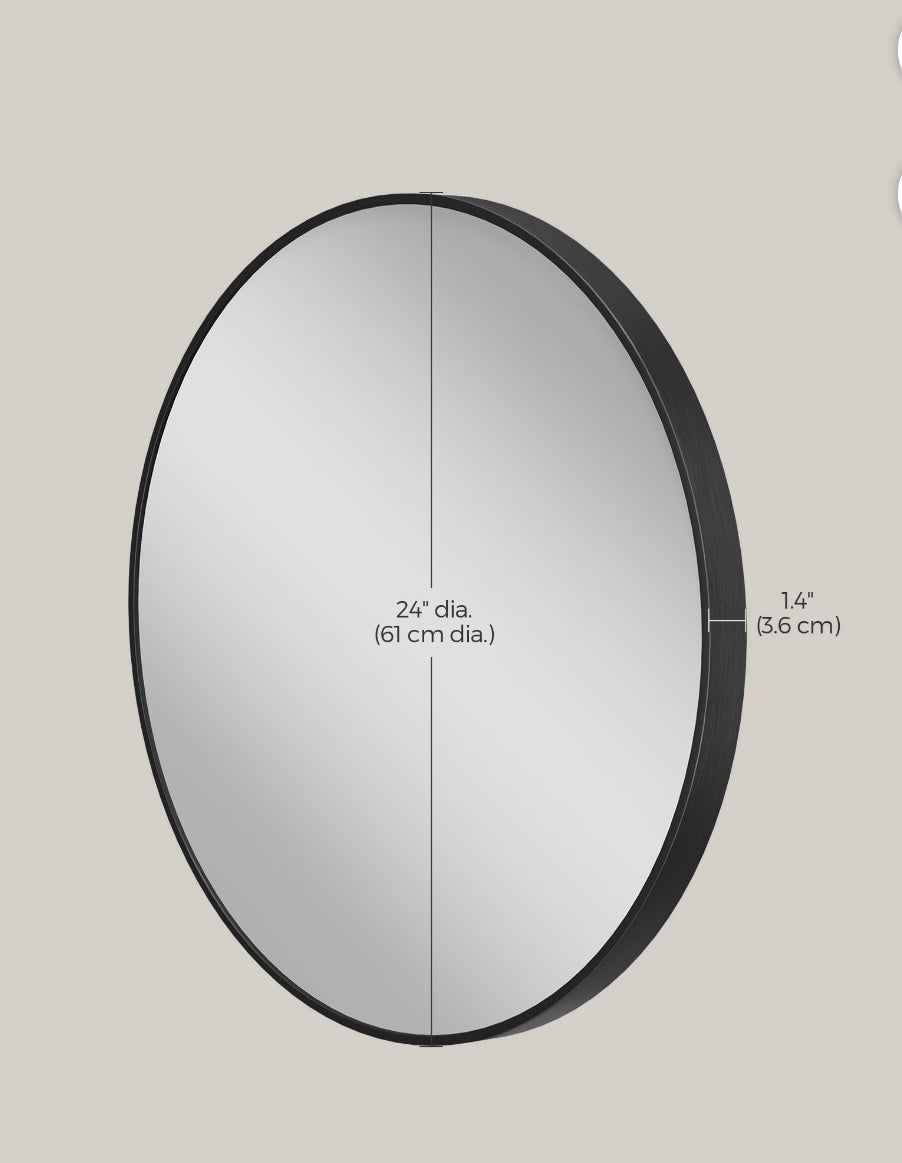 24” Round Wall Mirror – Ink Black | Premium Aluminum Frame