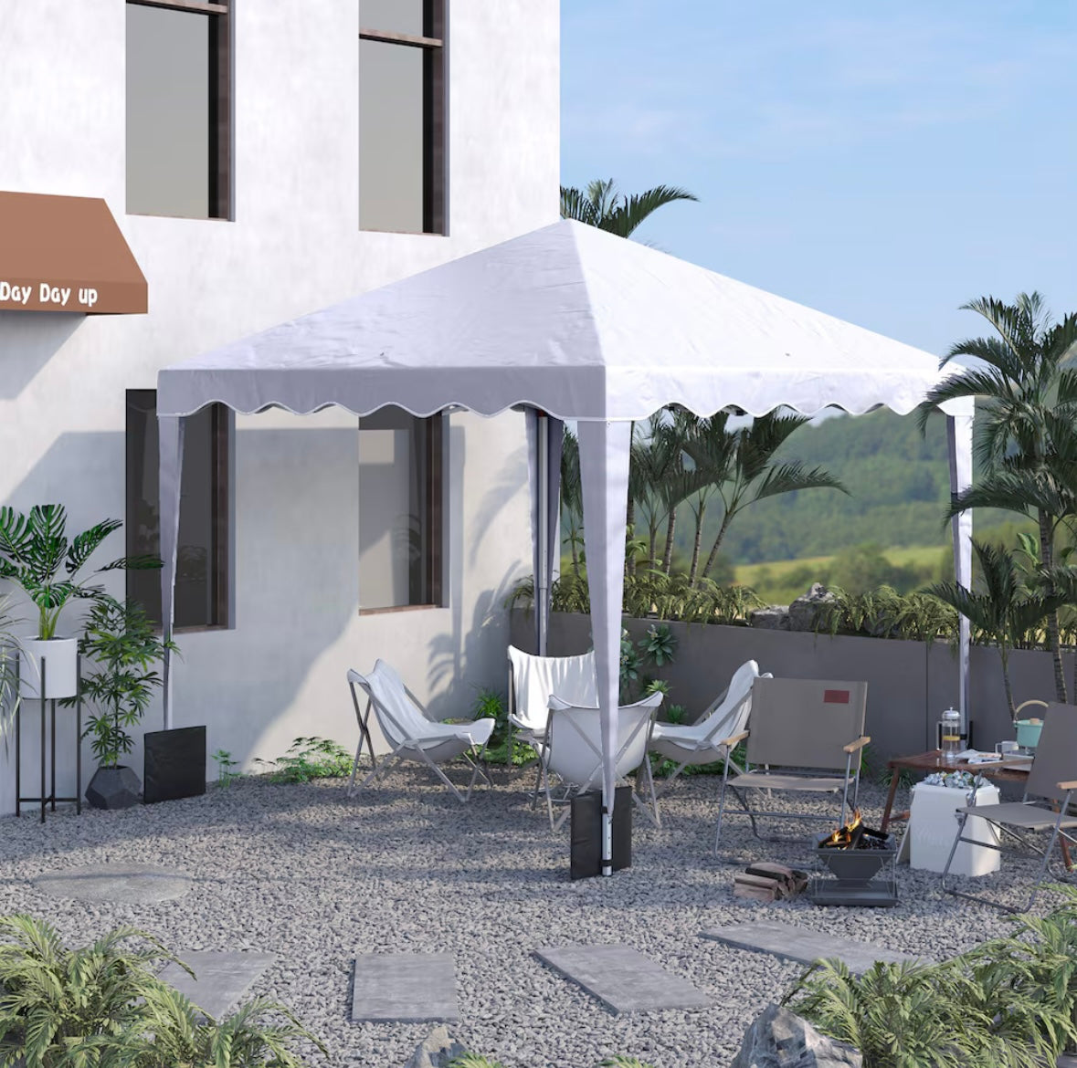 Outsunny 10’ x 10’ Folding Pop-Up Gazebo Tent – Adjustable Height | Steel Frame | Water-Resistant Canopy