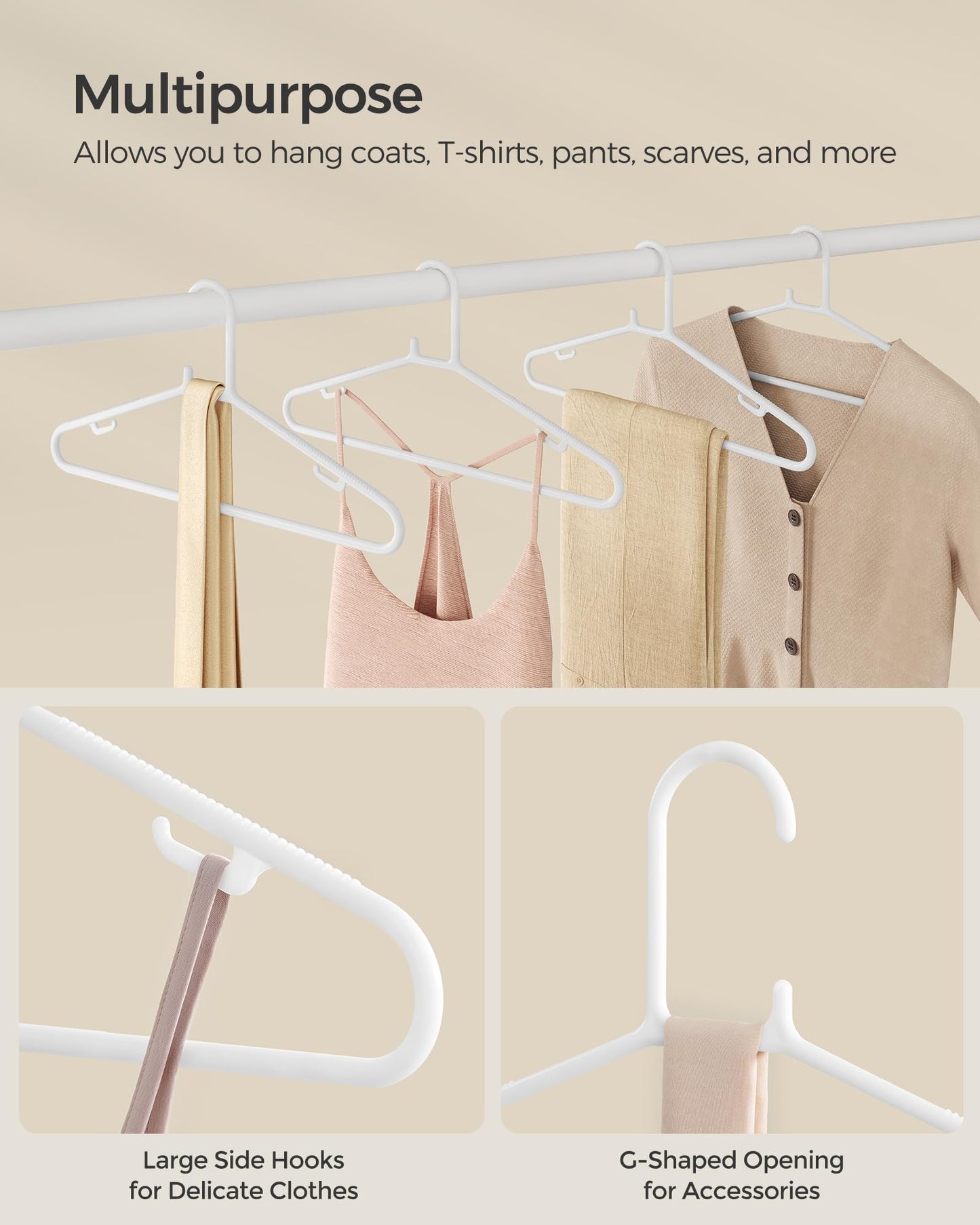 SONGMICS Slim Plastic Clothes Hangers – White (30-Pack)