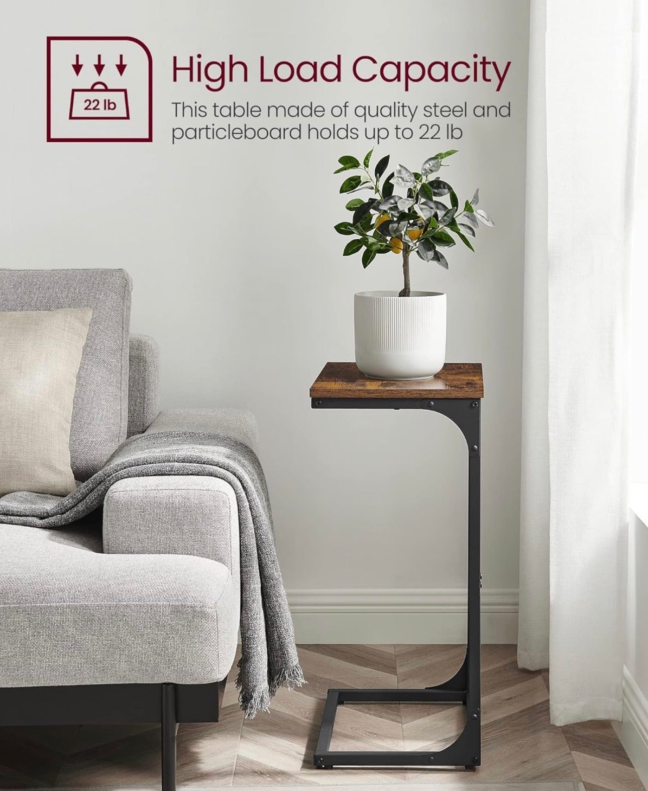 VASAGLE C-Shaped Side Table