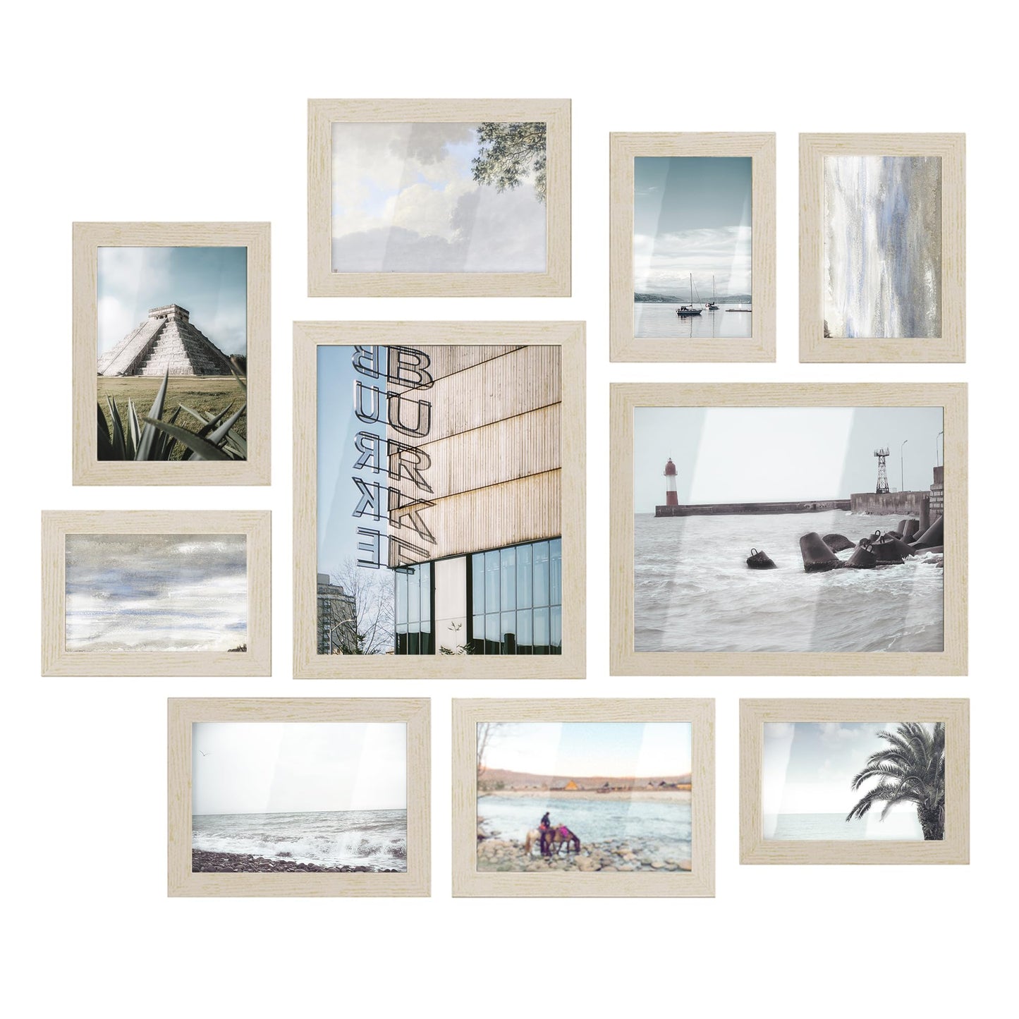 SONGMICS 10-Piece Gallery Wall Picture Frame Set – Natural Beige