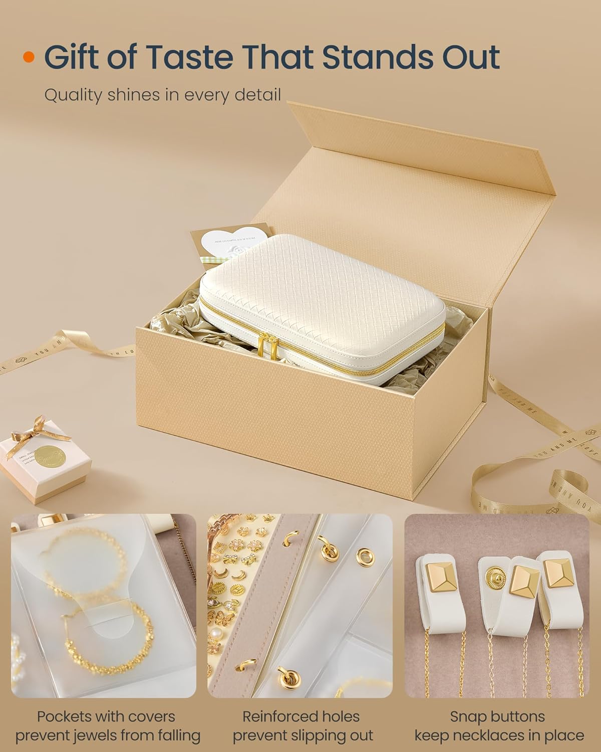 SONGMICS HOME Travel Jewelry Case – Cloud White