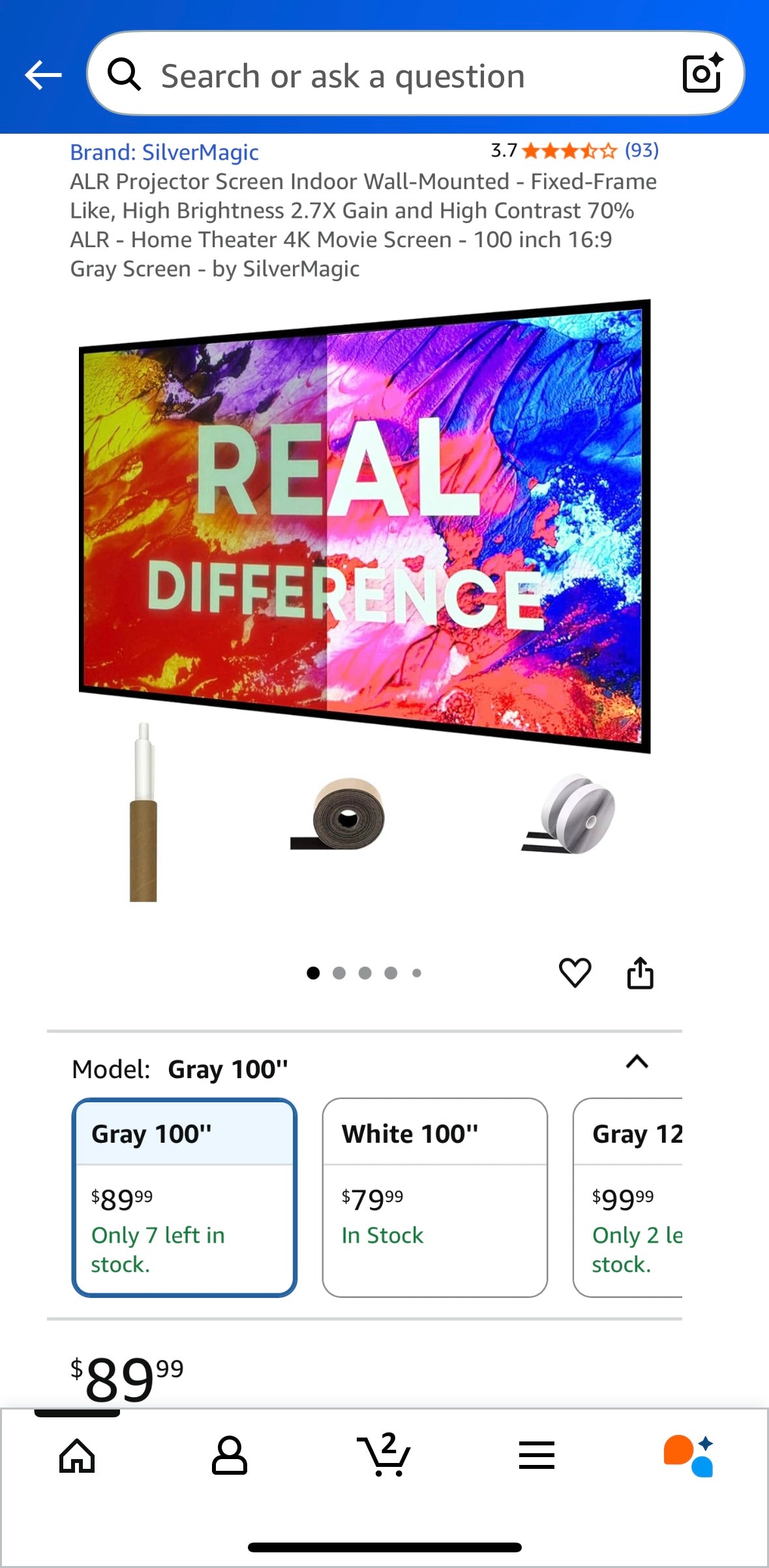 SilverMagic 100” Ambient Light Rejecting Projector Screen – 50% Off Clearance