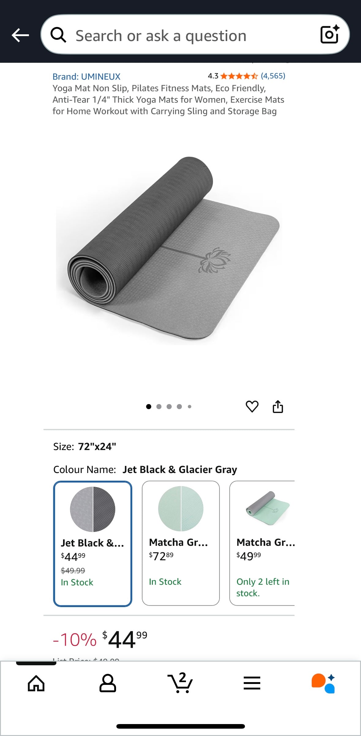 UMINEUX Eco-Friendly TPE Yoga Mat — Double-Sided Non-Slip Fitness Mat with Carry Bag (Open Box – Brand New)