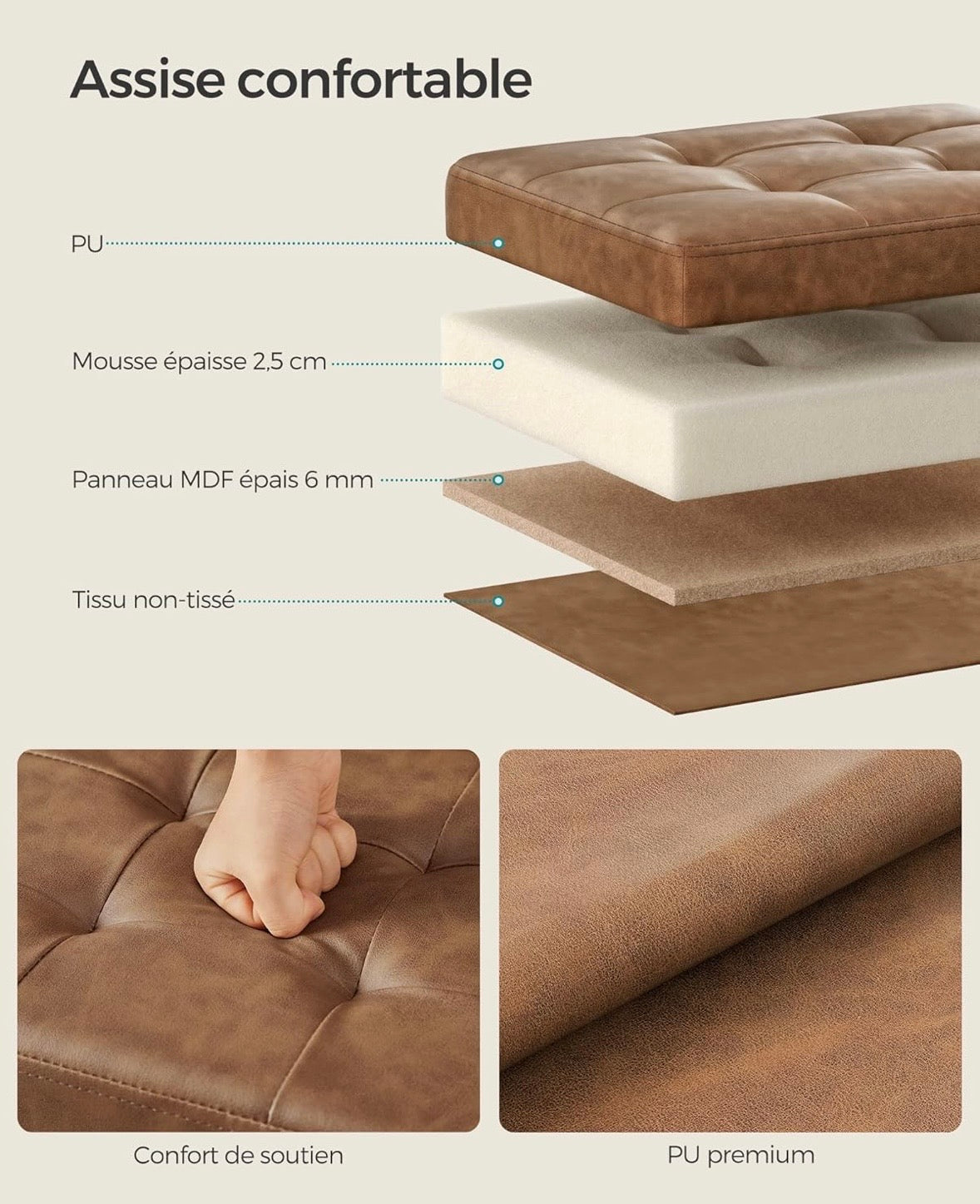 SONGMICS Folding Storage Ottoman