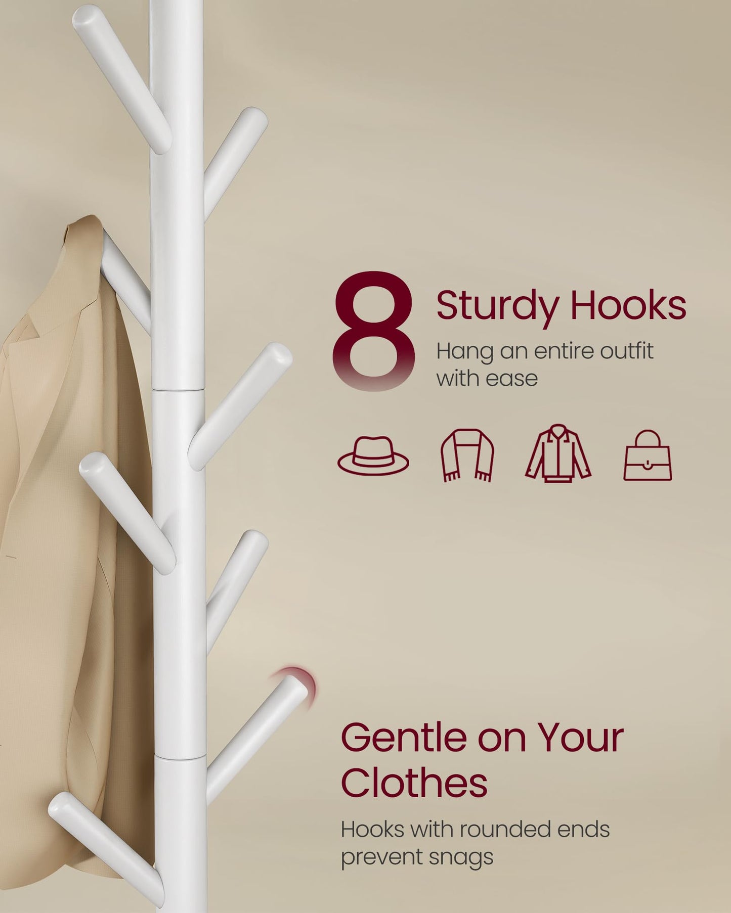 Solid Wood Freestanding Coat Rack