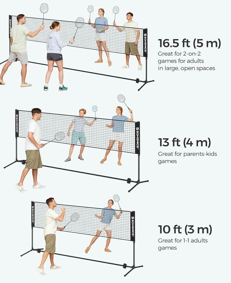SONGMICS 10FT Adjustable Badminton & Multi-Sport Net Set – Portable Outdoor Game Kit (Black)