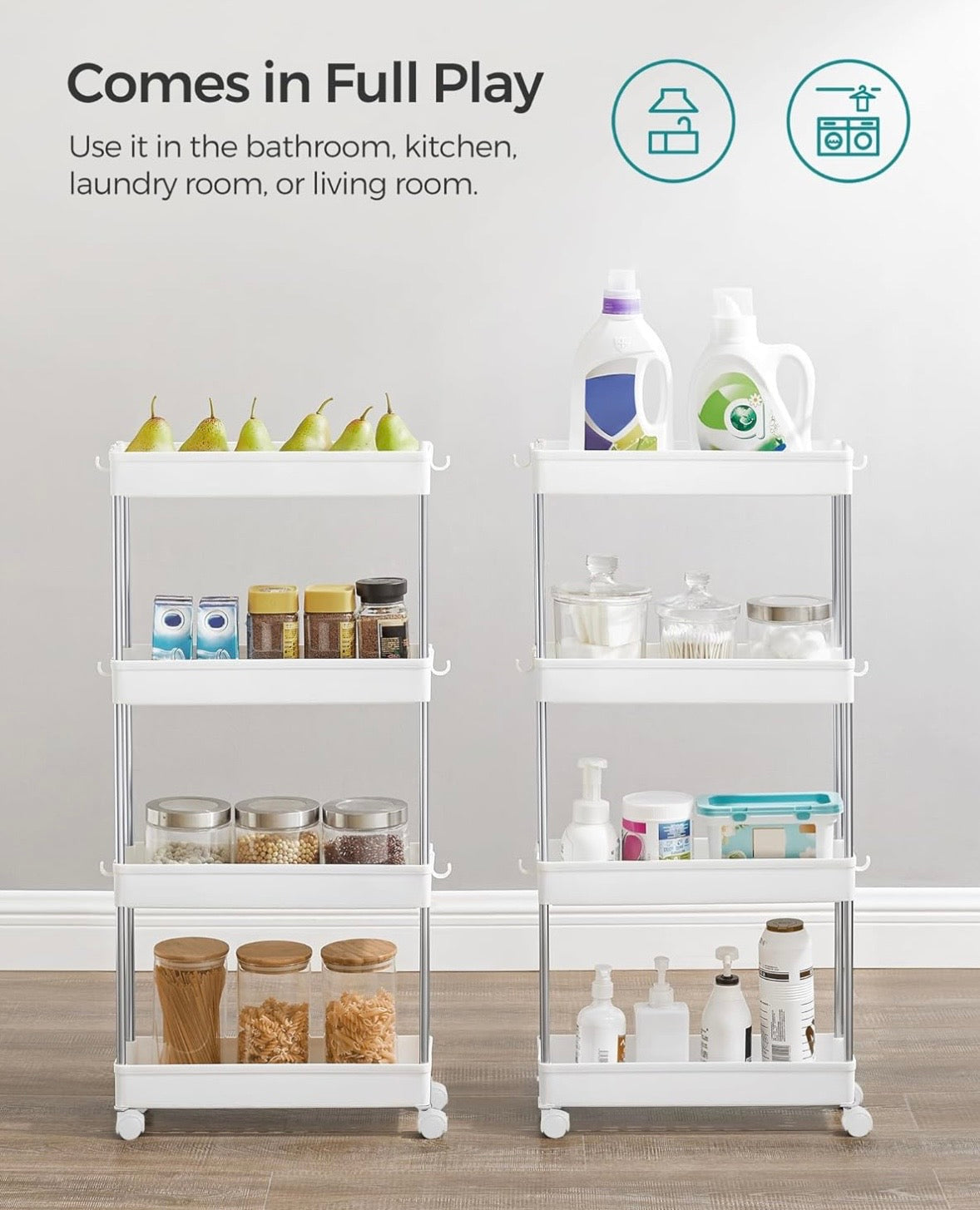SONGMICS Slim Rolling Storage Trolley