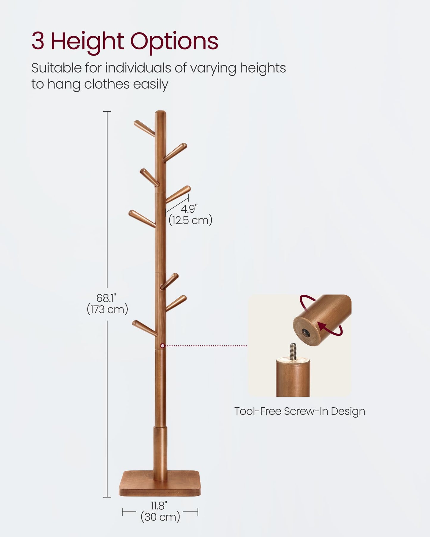 VASAGLE Solid Wood Coat Rack