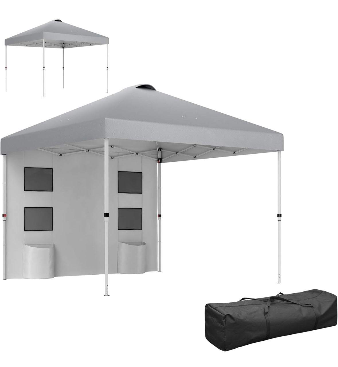 Outsunny 10×10 ft Pop-Up Gazebo Tent — Adjustable Height, UV-Resistant Canopy with Storage Sidewall (Light Grey)