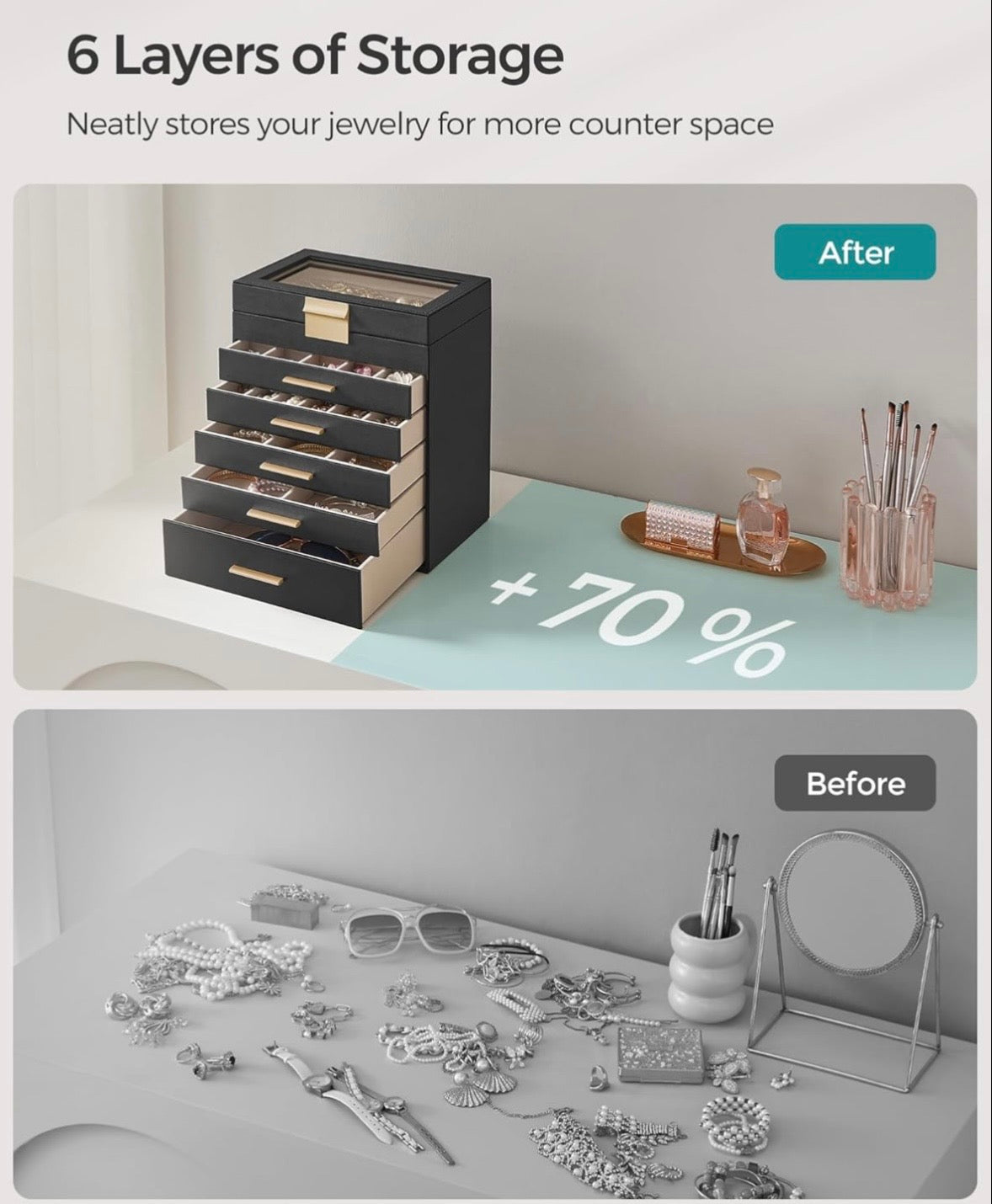 SONGMICS 6-Layer Jewelry Box Organizer