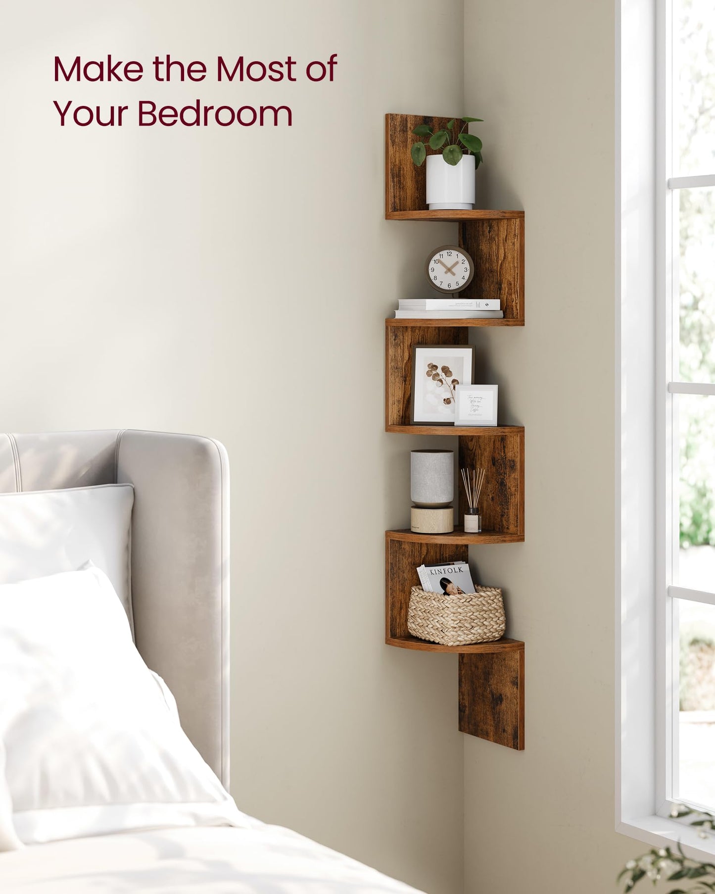 SONGMICS 5-Tier Wall-Mounted Corner Shelf