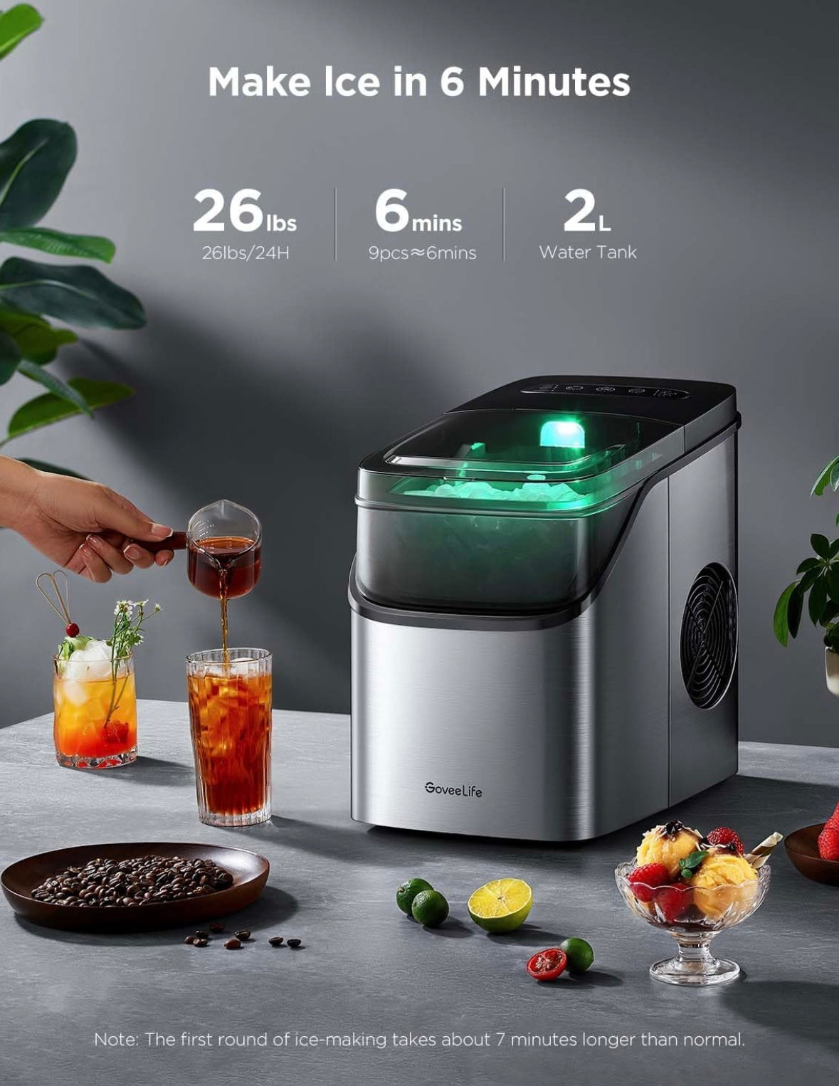 NEW – GoveeLife Smart Countertop Ice Maker (Model H717D) – Wi-Fi App & Voice Control