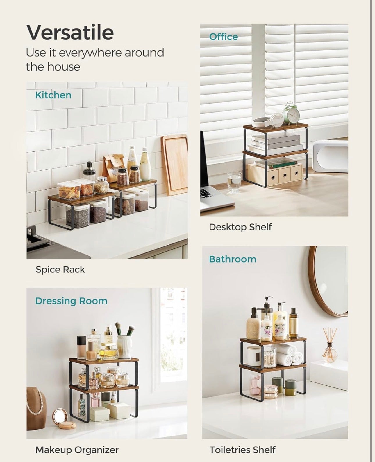 SONGMICS 2- Piece or 4-Piece Expandable Countertop Organizer