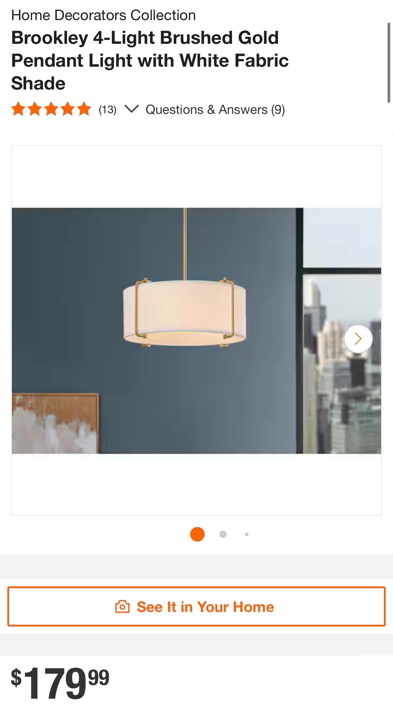 Home Decorators Collection 4-Light Brushed Gold Pendant