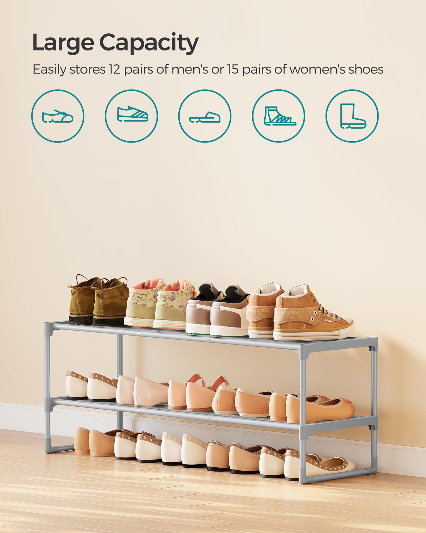 2-Tier Metal Shoe Rack