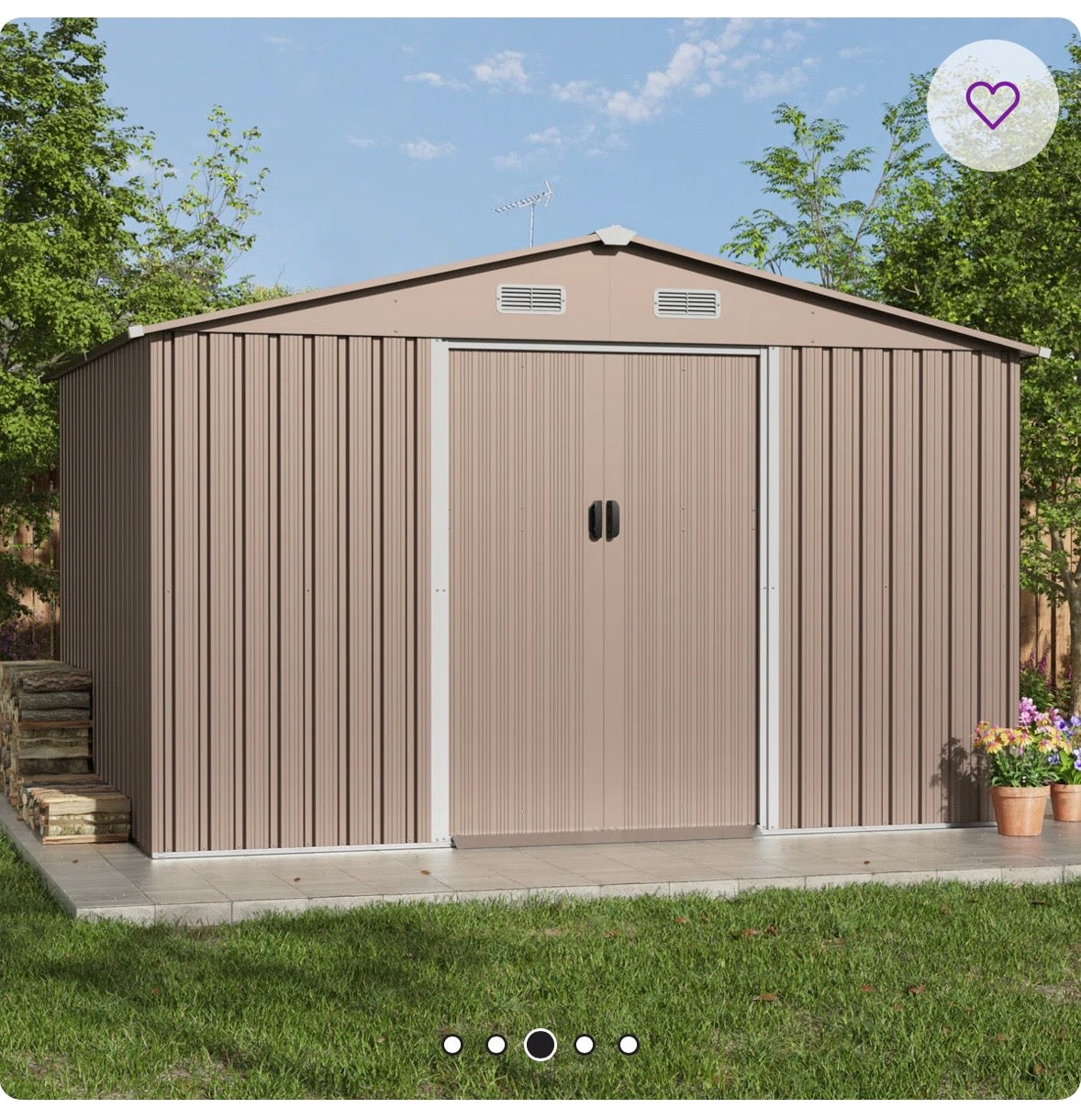 Galvanized Steel Outdoor Storage Shed – Brown