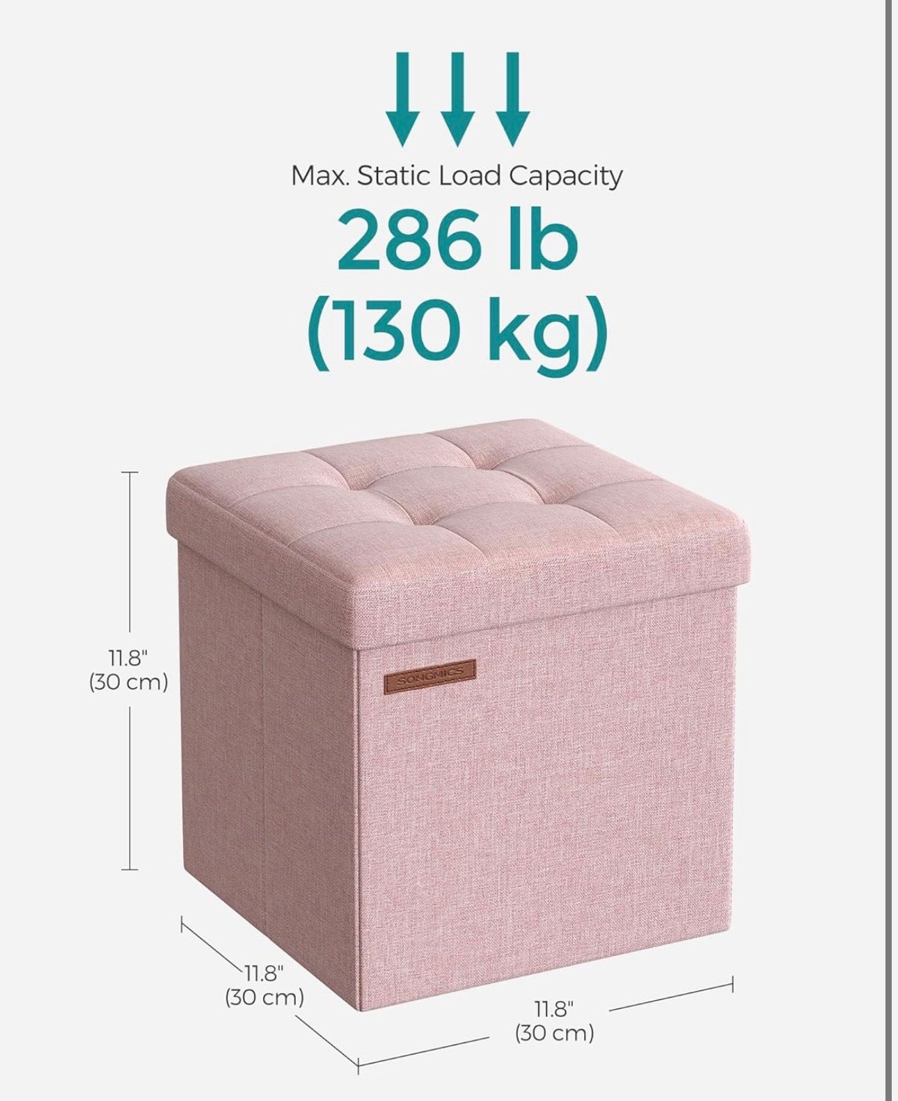 SONGMICS Foldable Storage Ottoman Cube