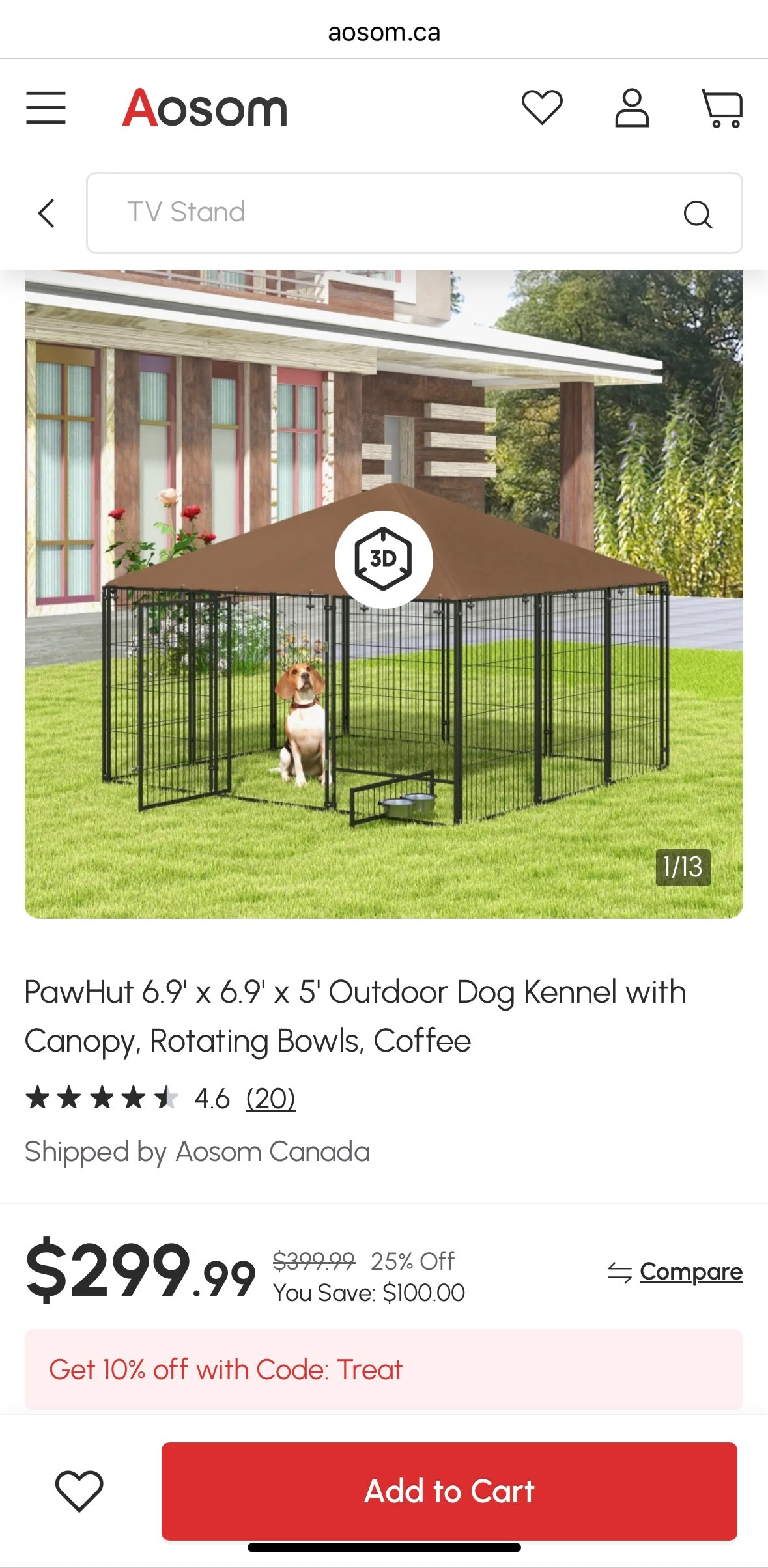 Outsunny Outdoor Dog Kennel with Roof & Feeding Door – Heavy-Duty Steel | Weather-Resistant | Spacious Design