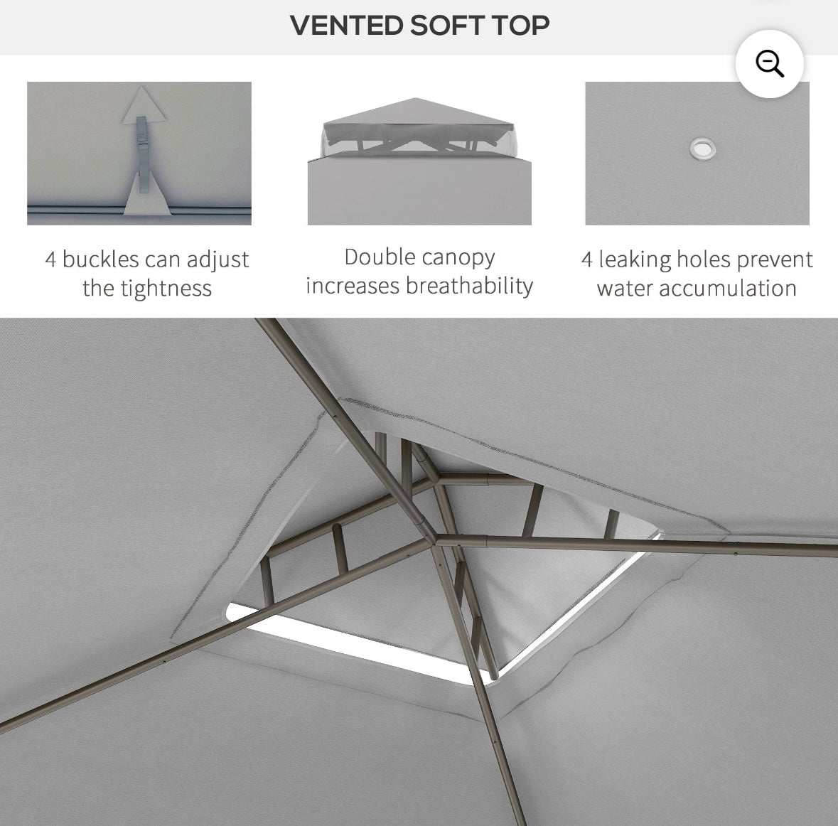 Outsunny 12×10 ft Outdoor Screened Gazebo — UV-Resistant Double Roof Canopy with Mosquito Netting (Light Grey)