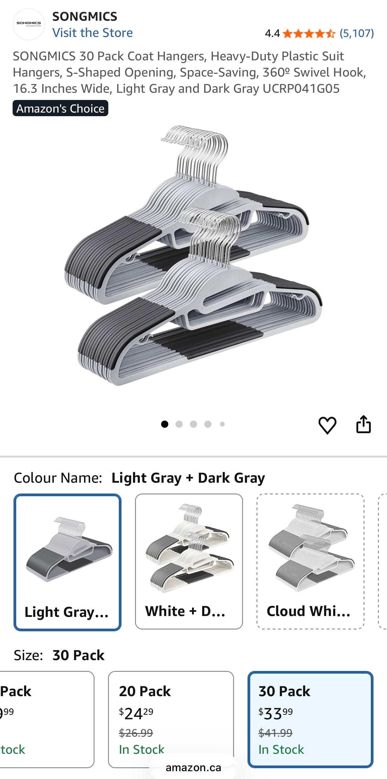 Slim S-Shape Space-Saving Clothes Hangers (30-Pack)