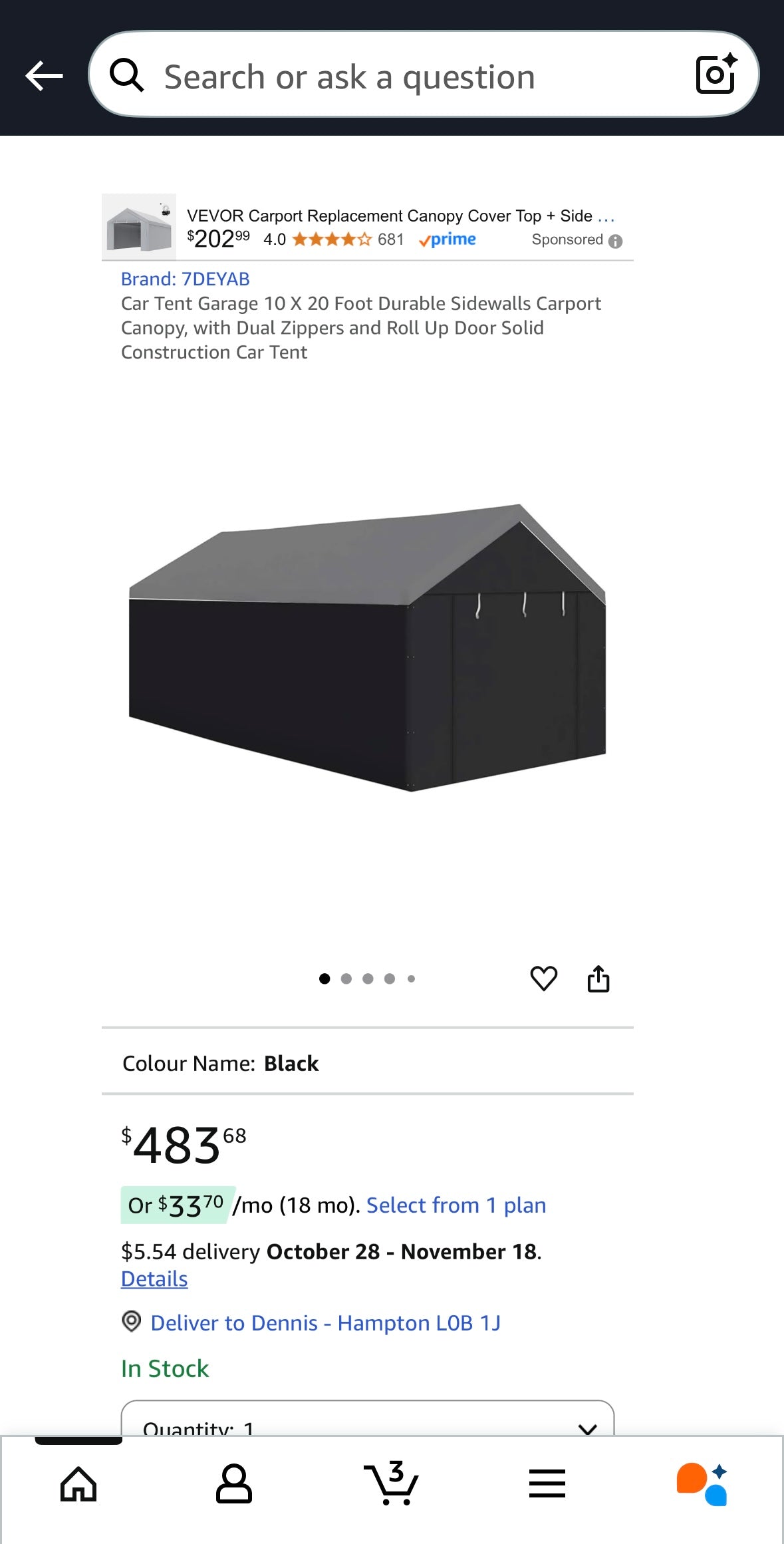 NEW – 7DEYAB Heavy-Duty Replacement Shelter Fabric (Canopy Only)