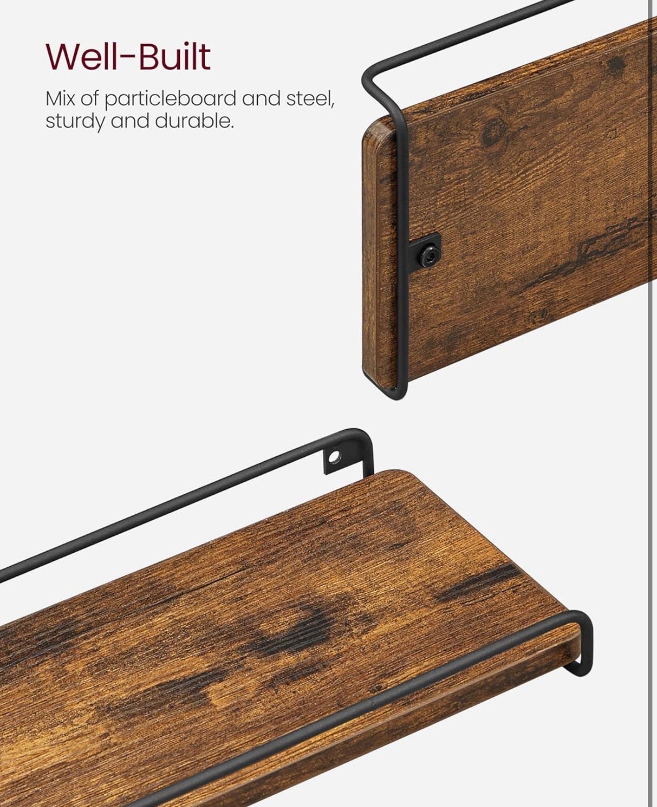 VASAGLE 2-Piece Corner Floating Wall Shelf Set