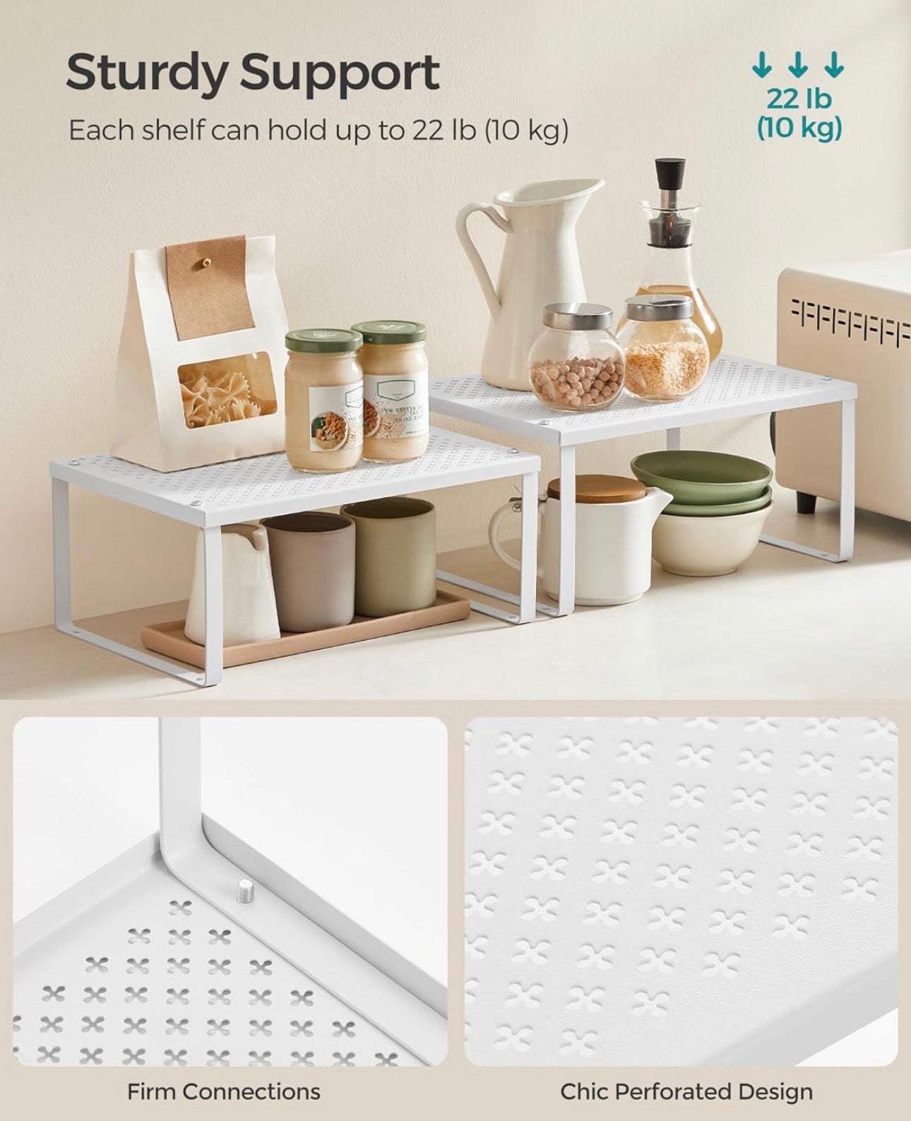 SONGMICS 4-Piece Expandable Metal Cabinet Organizer Set