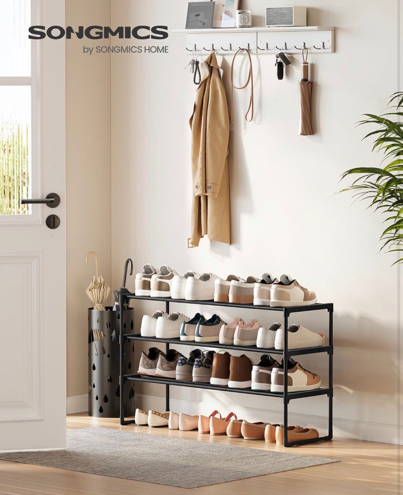 SONGMICS 3-Tier Metal Shoe Rack