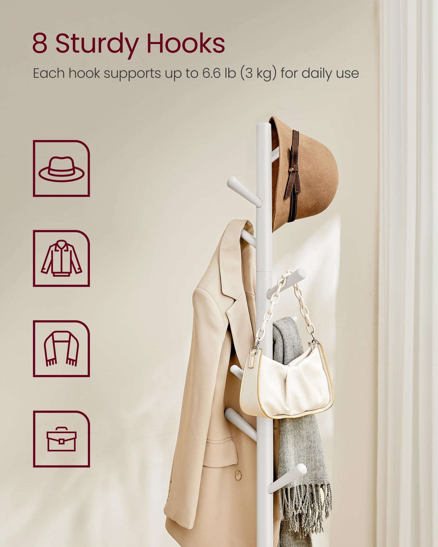 VASAGLE Adjustable Freestanding Coat Rack