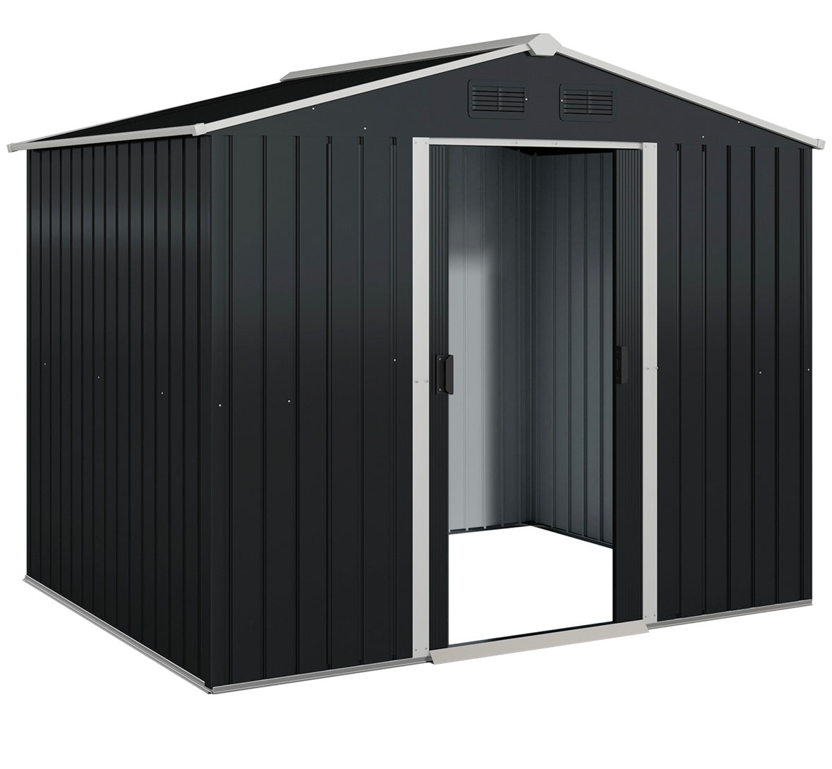 Outsunny 8×6 ft Metal Garden Storage Shed – Waterproof Steel Outdoor Tool Shed with Sliding Doors & Vents