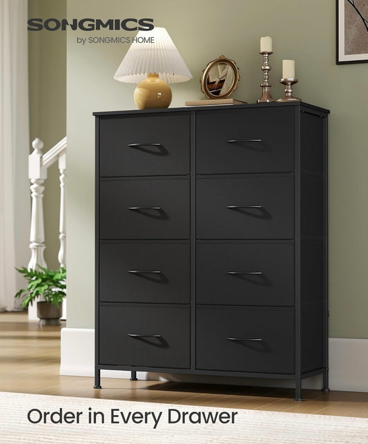 8-Drawer Fabric Dresser — Modern Storage Chest with Steel Frame (Gray)