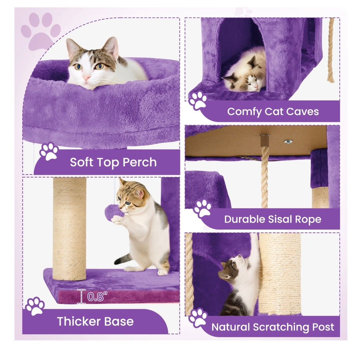 TSCOMON 58” Multi-Level Plush Cat Tree & Condo