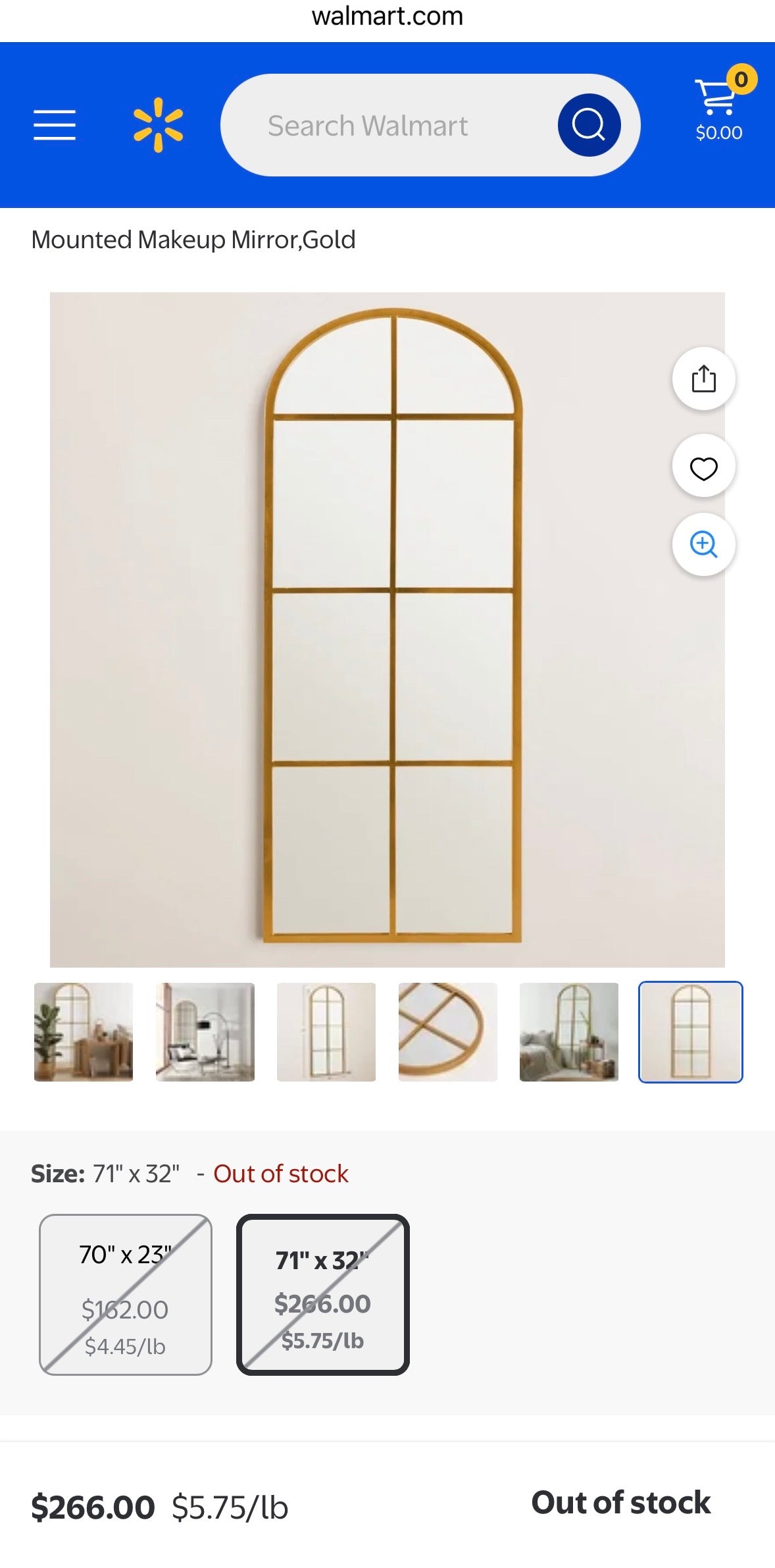 Arched Full-Length Metal Framed Mirror