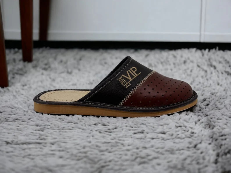 VIP Men Premium Leather Slip-On Slippers