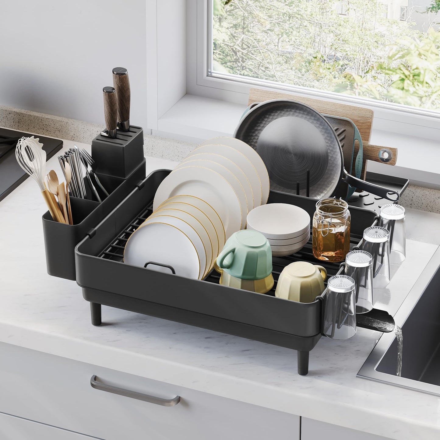 SONGMICS Dish Drying Rack- Black