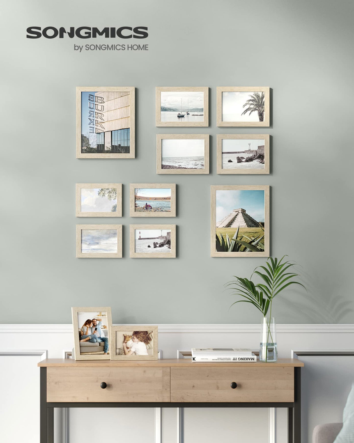 SONGMICS 10-Piece Gallery Wall Picture Frame Set – Natural Beige
