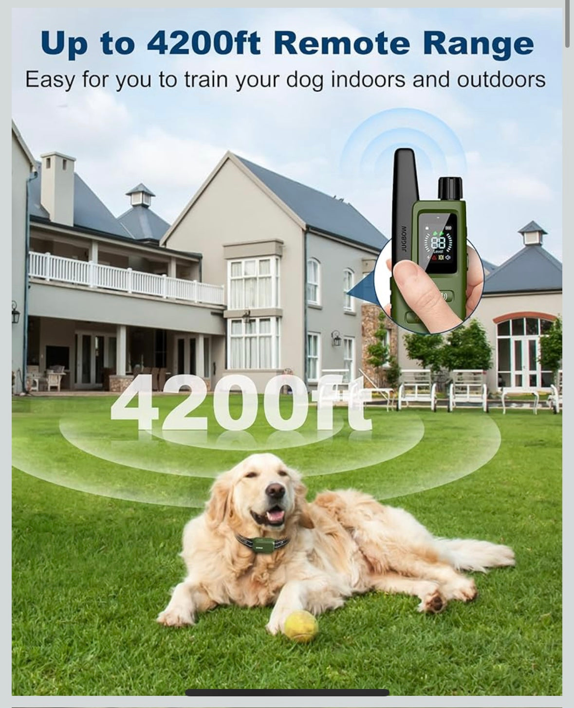 Jugbow Dog Training Collar – 4 Safe Training Modes | 3300 FT Range | Waterproof & Rechargeable