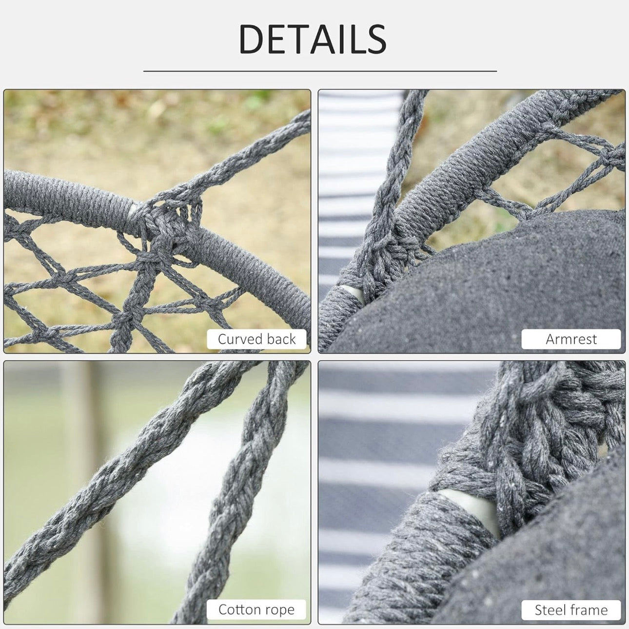 Outsunny Double-Seat Hanging Macrame Hammock Chair