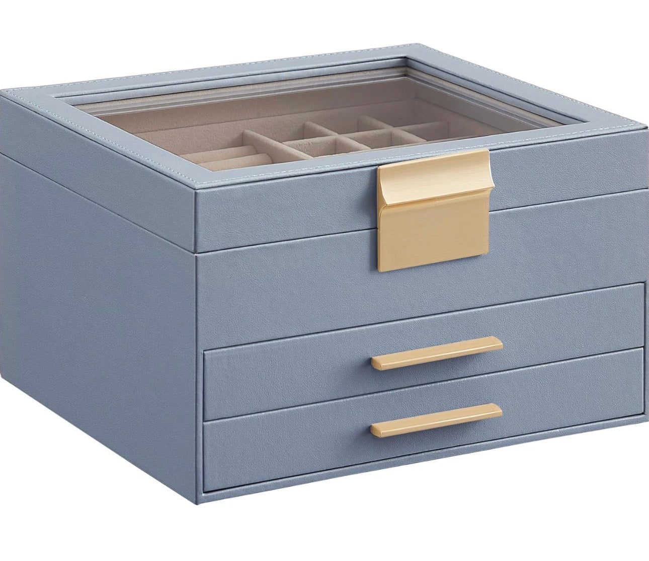 SONGMICS 3-Layer Jewelry Box Organizer with Glass Lid