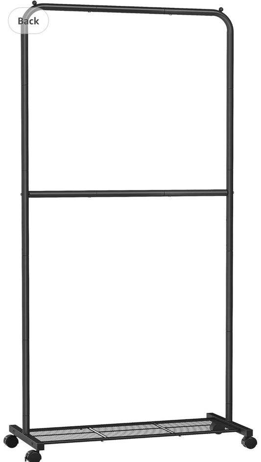 SONGMICS Adjustable Double Clothing Rack with Bottom Shelf