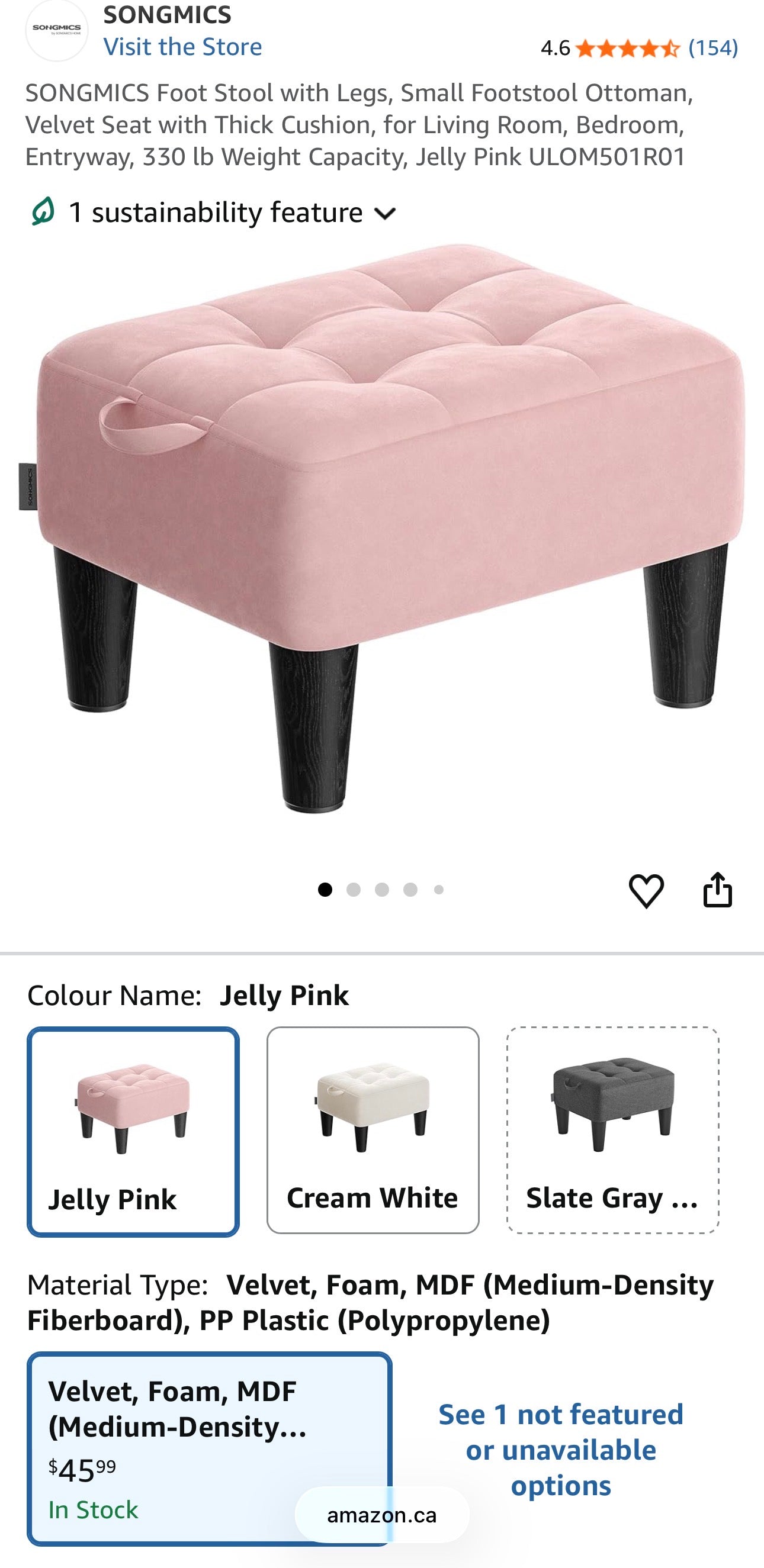 Velvet Storage Ottoman Footstool