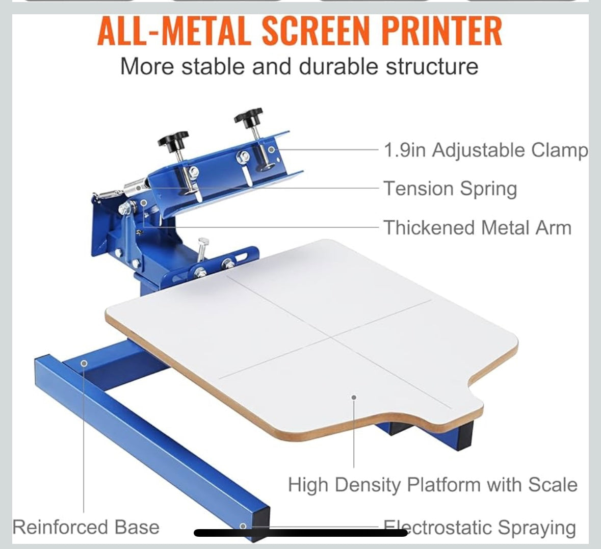NEW – VEVOR 1-Color 1-Station Screen Printing Machine – T-Shirt Press for Home or Business