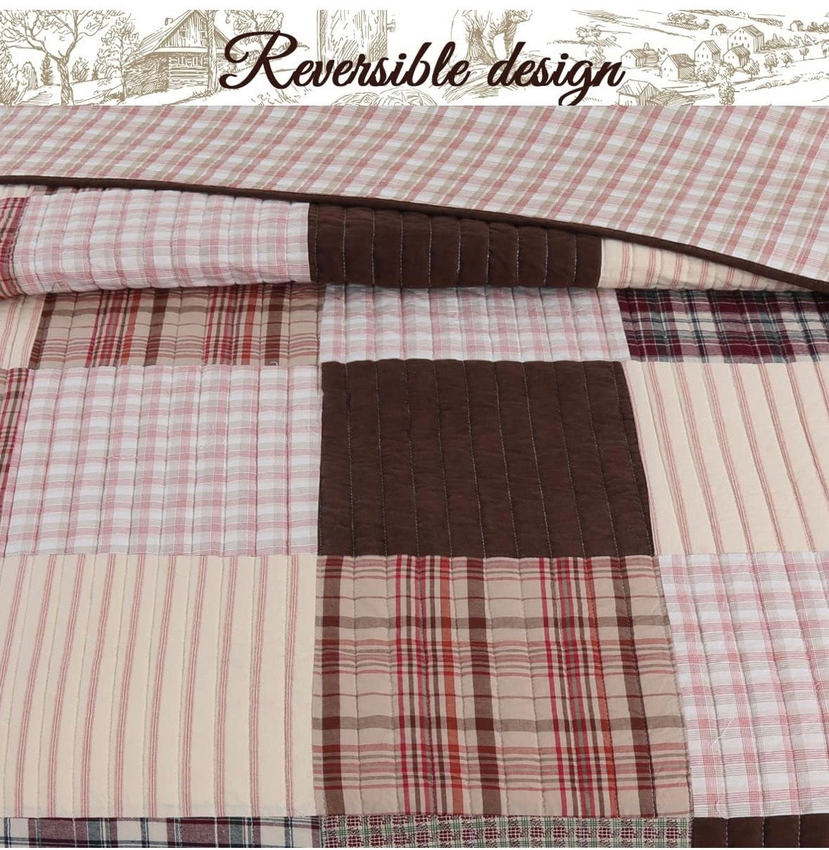 Cozy Line Home Fashions Patchwork Quilt Set – Queen Size