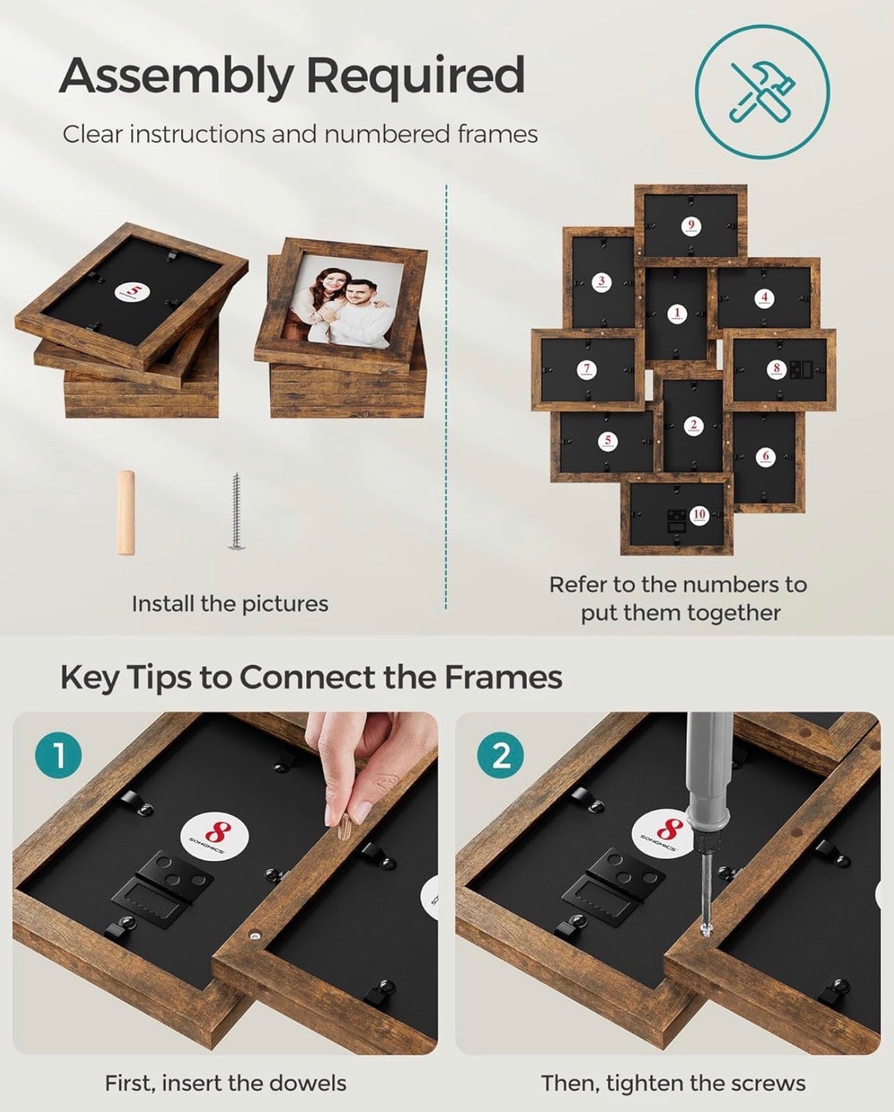 SONGMICS 10-Photo Collage Frame (4 × 6 in)