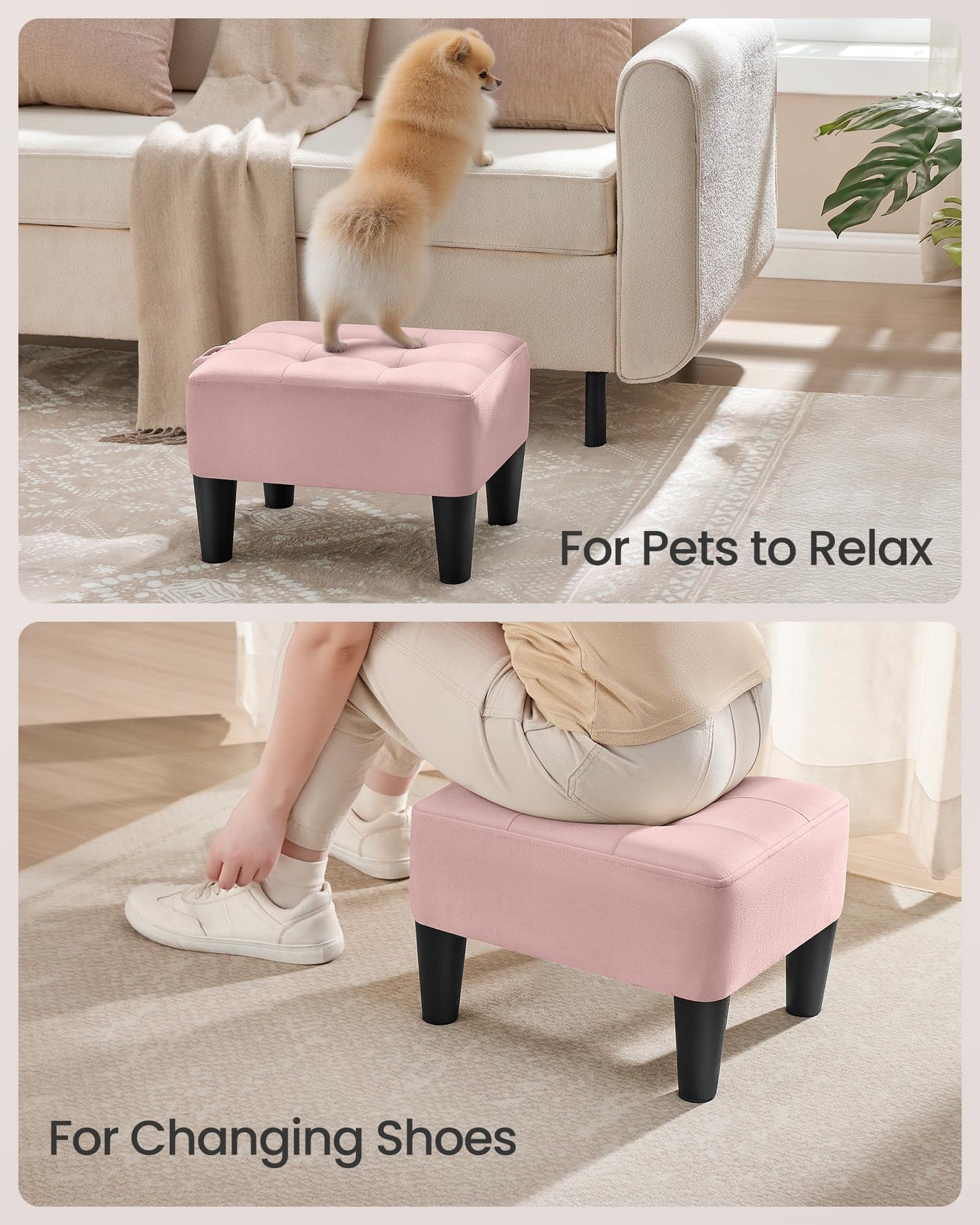 Velvet Storage Ottoman Footstool