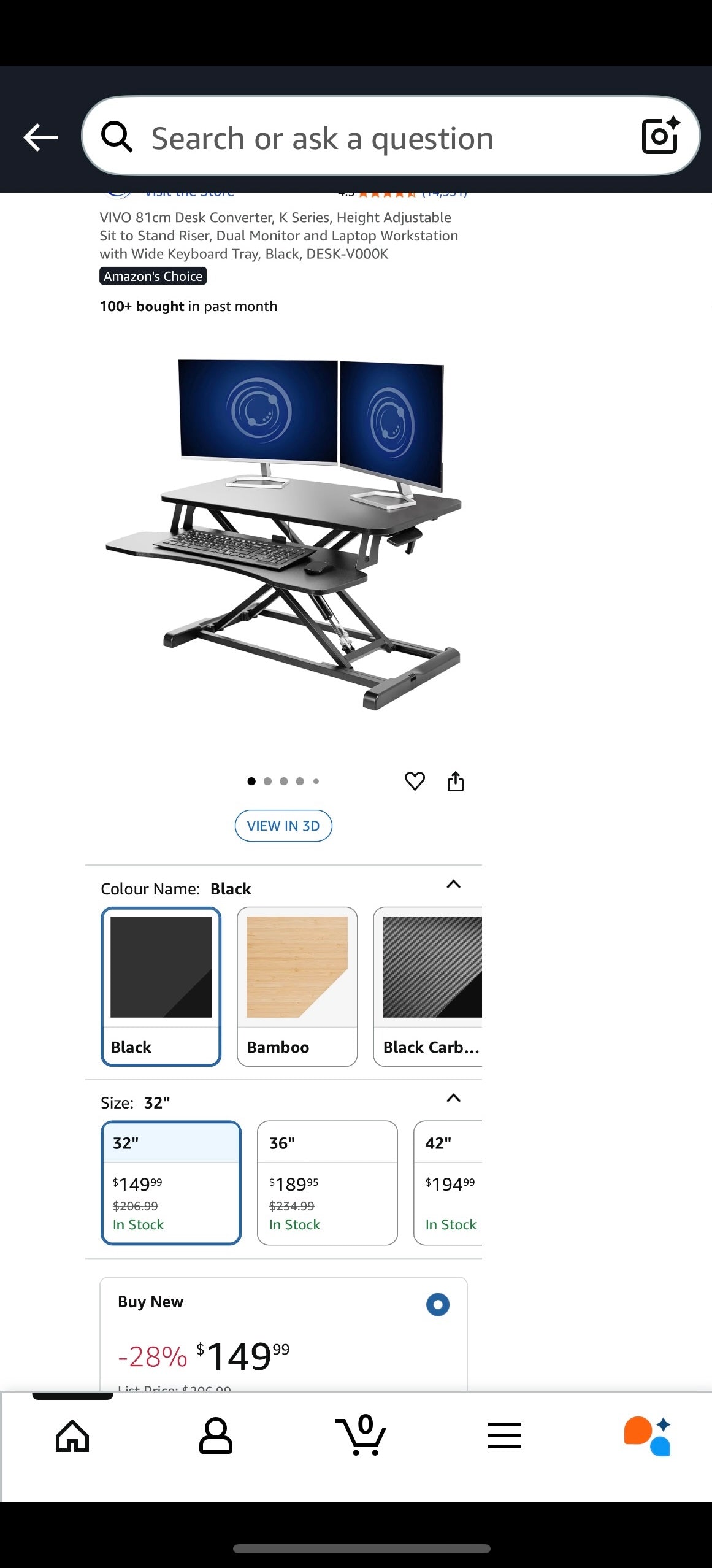 NEW – VIVO 32” Manual Standing Desk Riser – Adjustable Sit-to-Stand Workstation