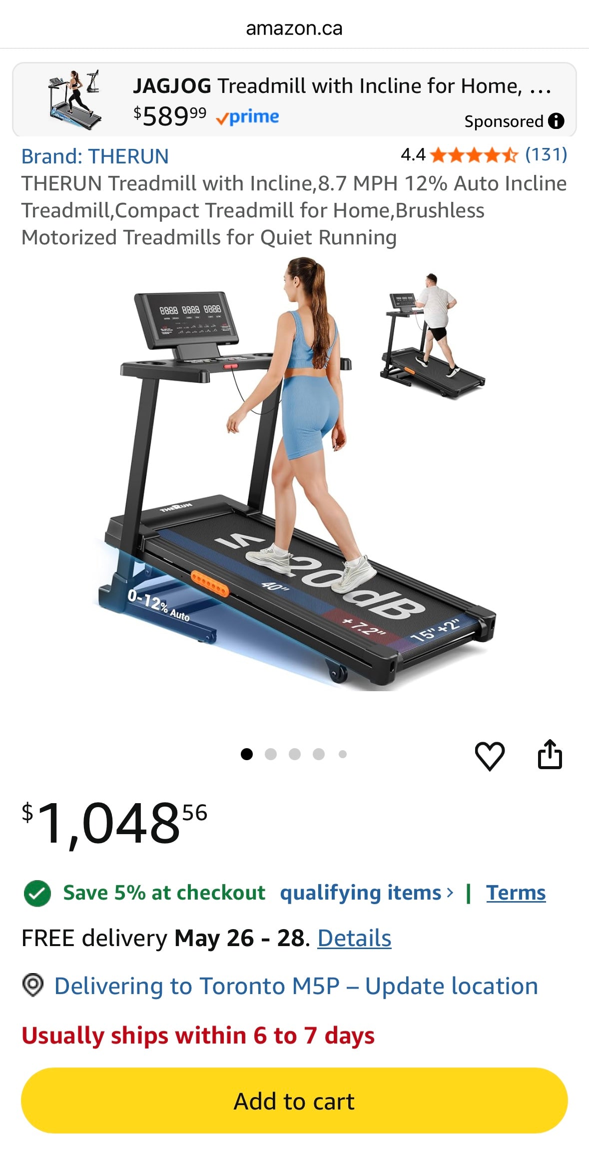 THERUN Auto Incline Folding Treadmill – 3.0 HP Brushless Motor