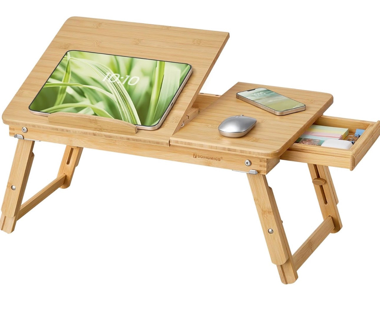 SONGMICS Adjustable Bamboo Laptop Bed Tray